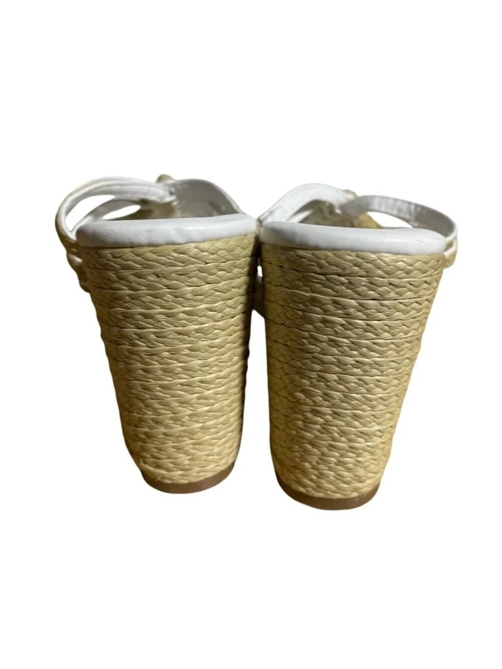 Beach by Matisse Laney Wedge Sandals White Braided Raffia Strappy Square Toe 9